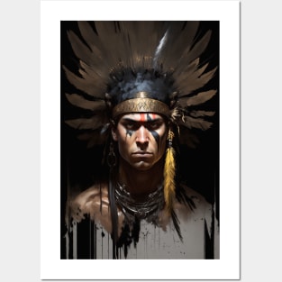 Warrior Indian Portrait Fantasy Painting Dark Character Wild Spirit Epic Posters and Art